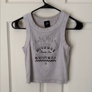 HellBabes Gray Cropped Sleeveless Graphic Tank Top